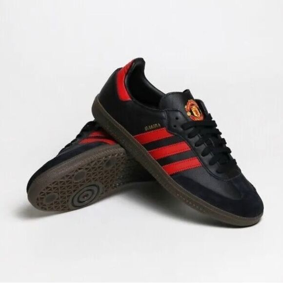 Adidas Samba Manchester United Soccer Athletic Team Shoes Black Red Gum Sz 11.5 main image 5